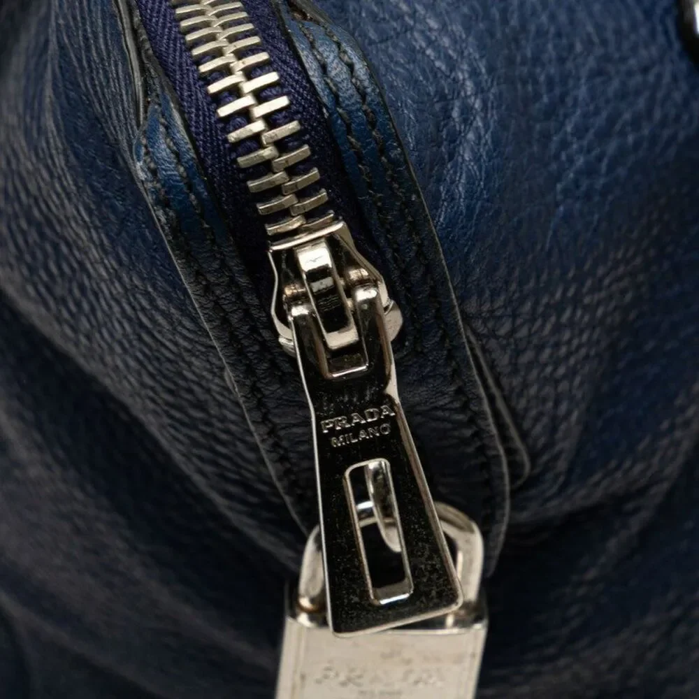 Prada Triangle Logo Plate Leather Handbag - Picture 8 of 10